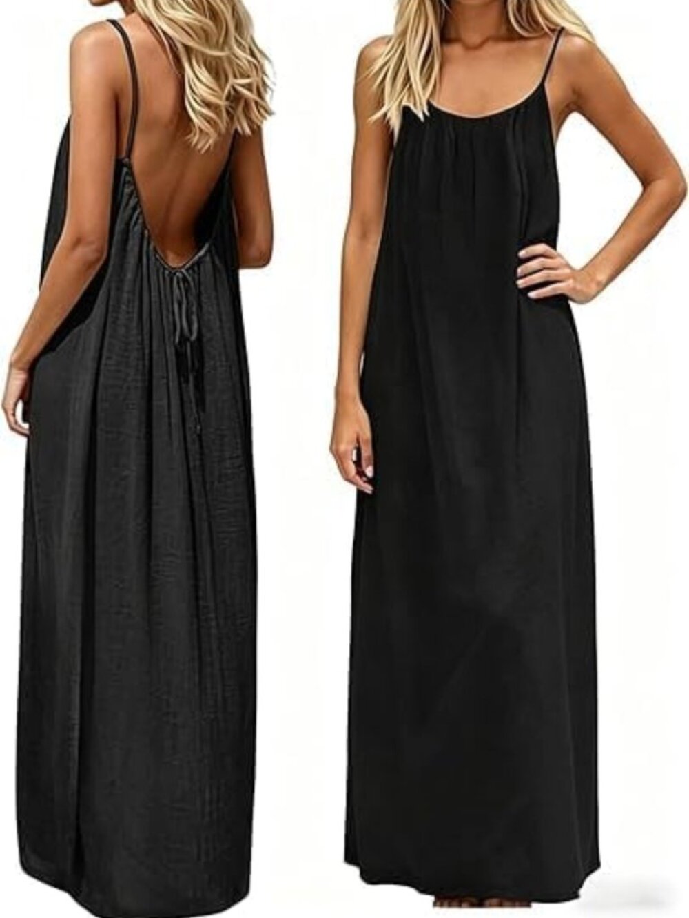 Chic Backless Cami Dress - Sleeveless Long Lounge Dress for Summer & Indoor Wear